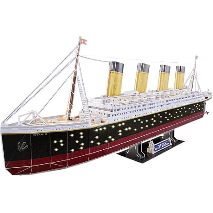 3D PUZZLE 00154 RMS TITANIC - LED EDITION 266 PIECES, HIGHLY DETAILED, STUNNING LIGHT EFFECTS, OVER 87CM IN LENGTH, FUN & EASY TO BUILD, MULTI-COLOU